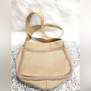 Vintage Tan Leather Crossbody Handbag Purse By Lisette